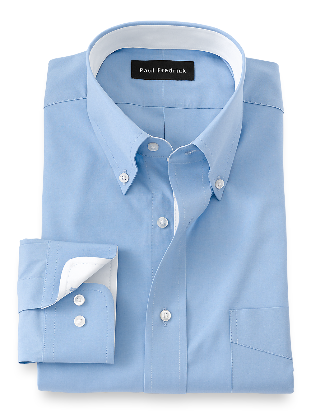 Product Image of Pure Cotton Solid Dress Shirt With Contrast Trim-Blue