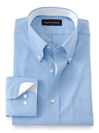 Pure Cotton Solid Dress Shirt With Contrast Trim - Blue