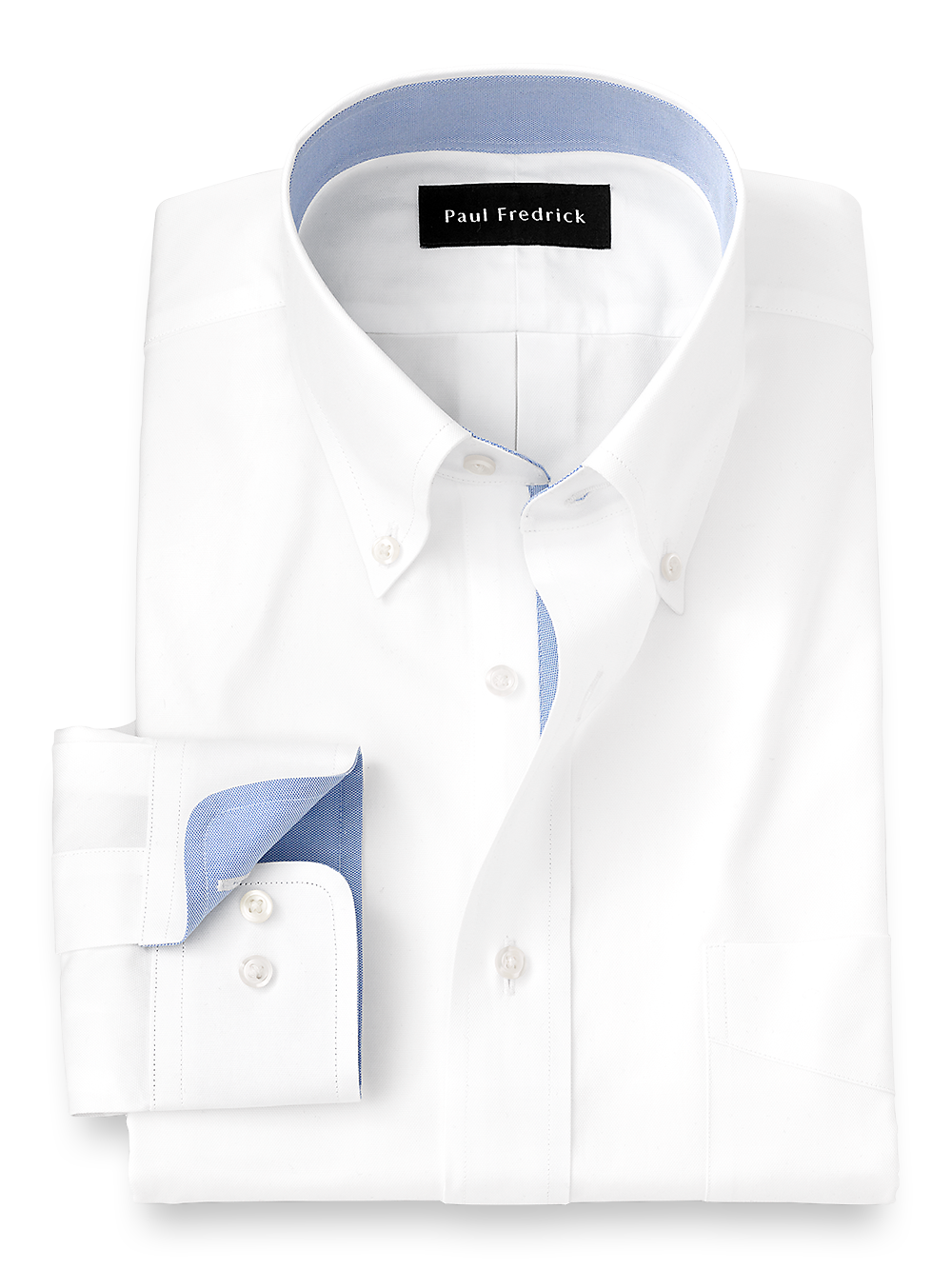 Product Image of Pure Cotton Solid Dress Shirt With Contrast Trim-White