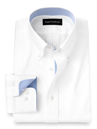 Pure Cotton Solid Dress Shirt With Contrast Trim - White