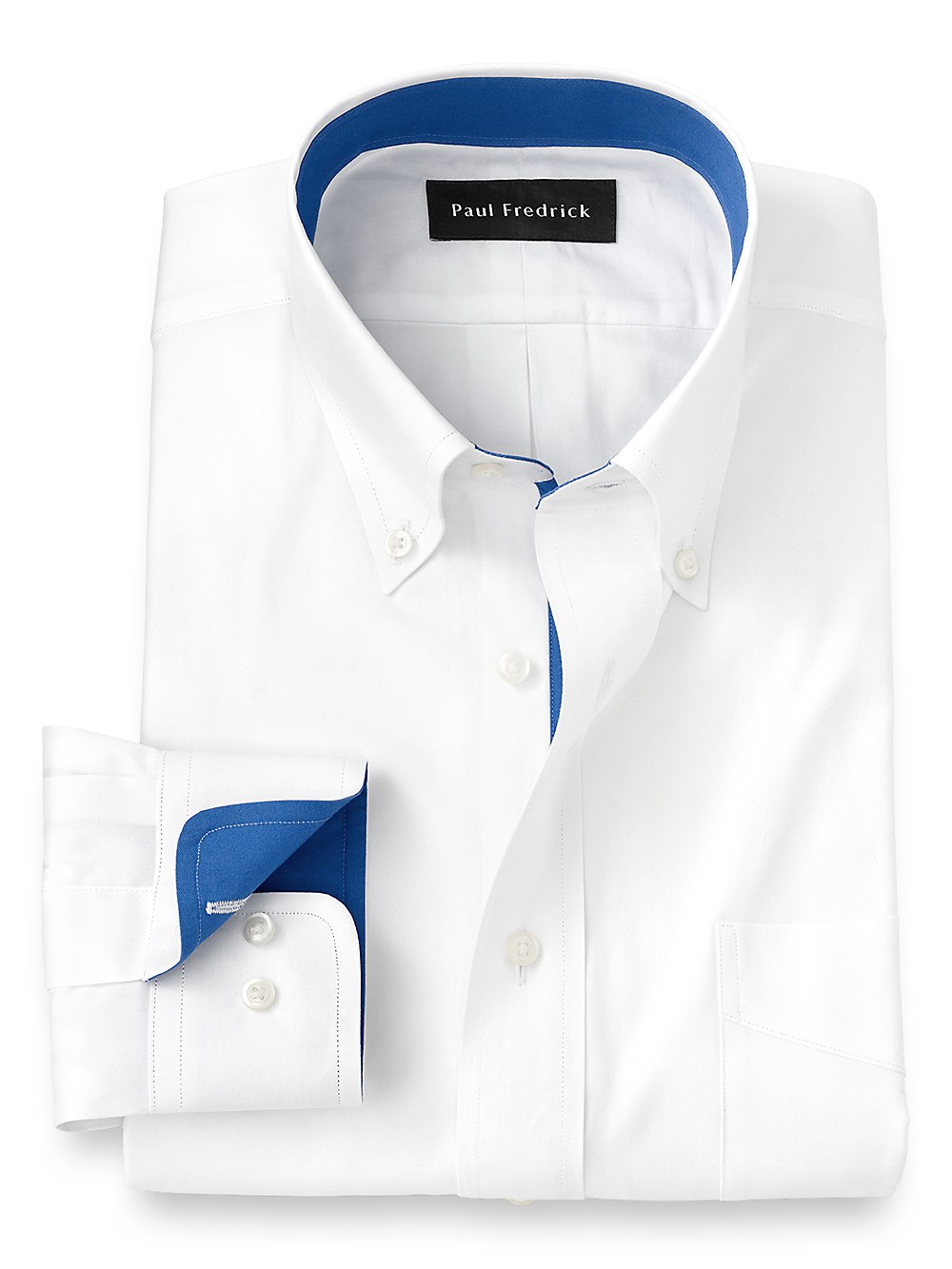 Product Image of Pure Cotton Solid Dress Shirt With Contrast Trim-White