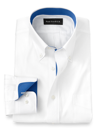 Pure Cotton Solid Dress Shirt With Contrast Trim - White
