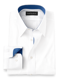Pure Cotton Solid Dress Shirt With Contrast Trim - White