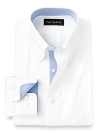 Pure Cotton Solid Dress Shirt With Contrast Trim - White