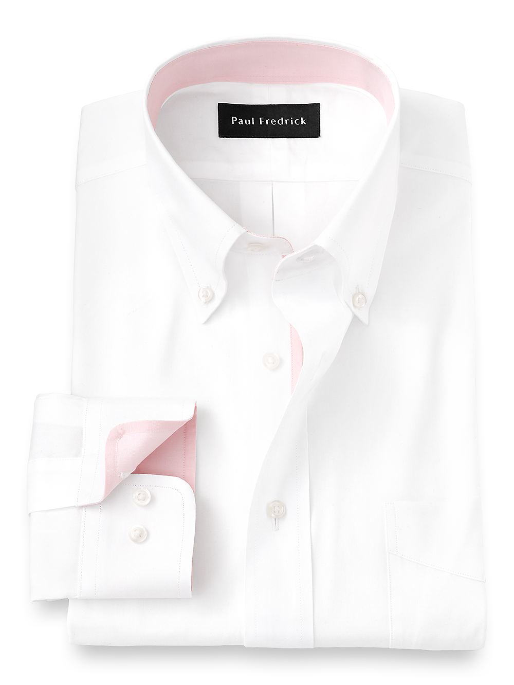 Product Image of Pure Cotton Solid Dress Shirt With Contrast Trim-White