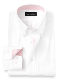 Pure Cotton Solid Dress Shirt With Contrast Trim - White
