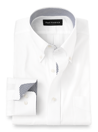 Pure Cotton Solid Dress Shirt With Contrast Trim - White
