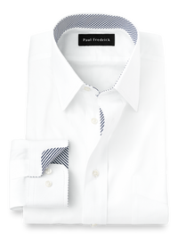 Pure Cotton Solid Dress Shirt With Contrast Trim - White