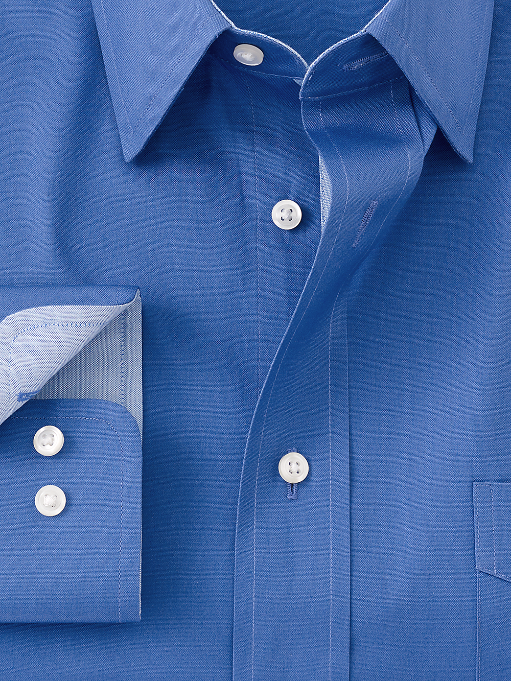 Alternate Image of Pure Cotton Solid Dress Shirt With Contrast Trim-1