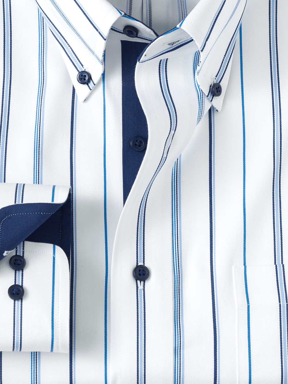 Alternate Image of Non-iron Cotton Stripe Dress Shirt With Contrast Trim-1