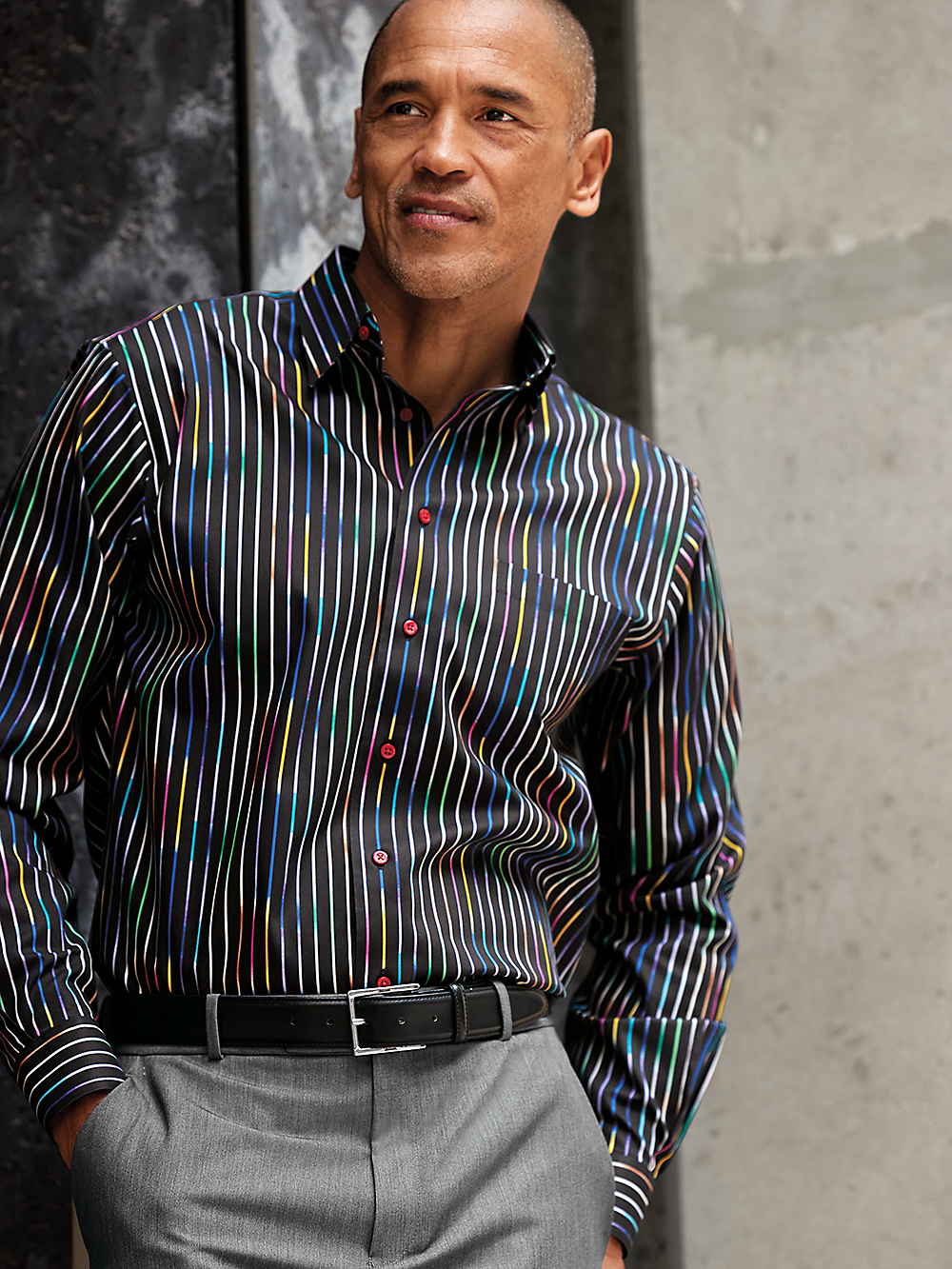 Alternate Image of Non-iron Cotton Stripe Dress Shirt-1
