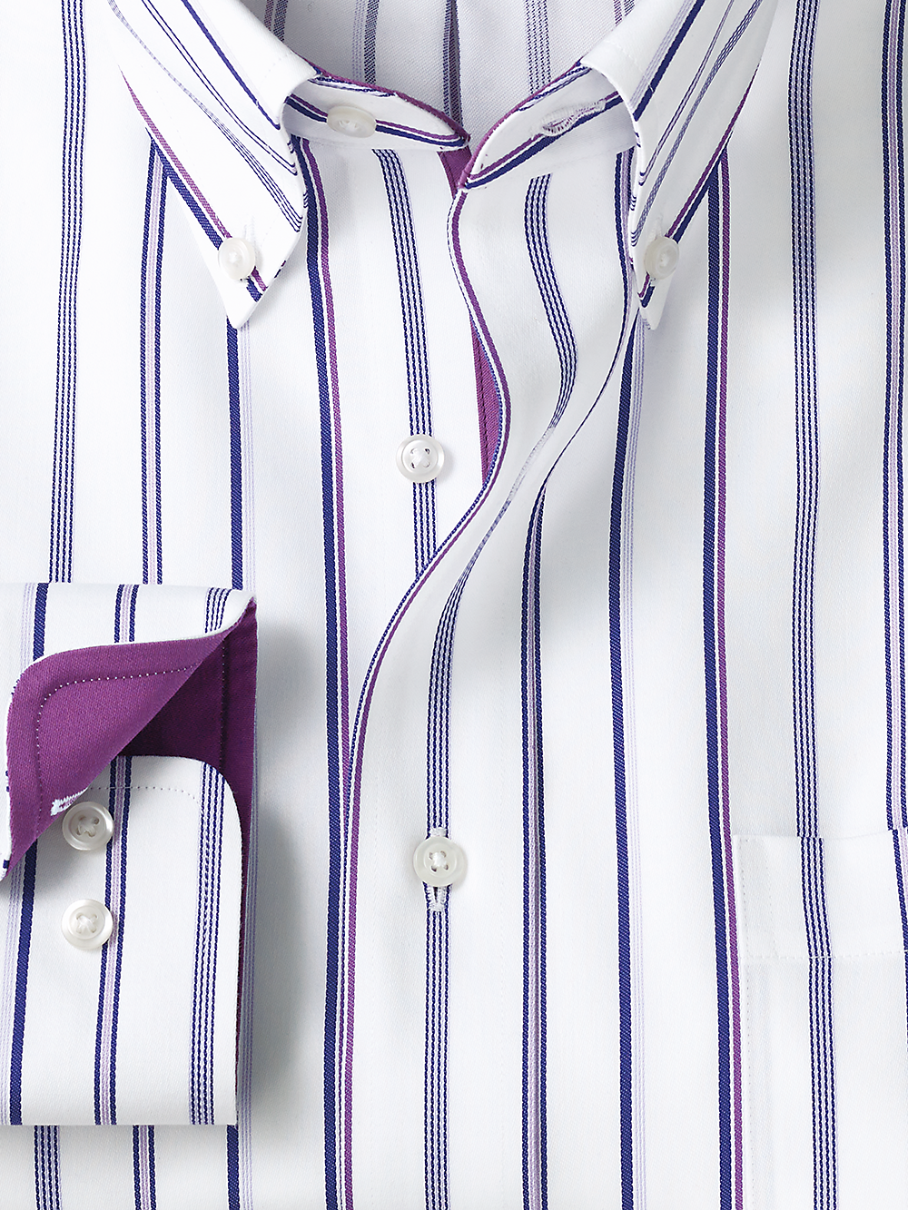 Alternate Image of Non-iron Cotton Stripe Dress Shirt With Contrast Trim-1