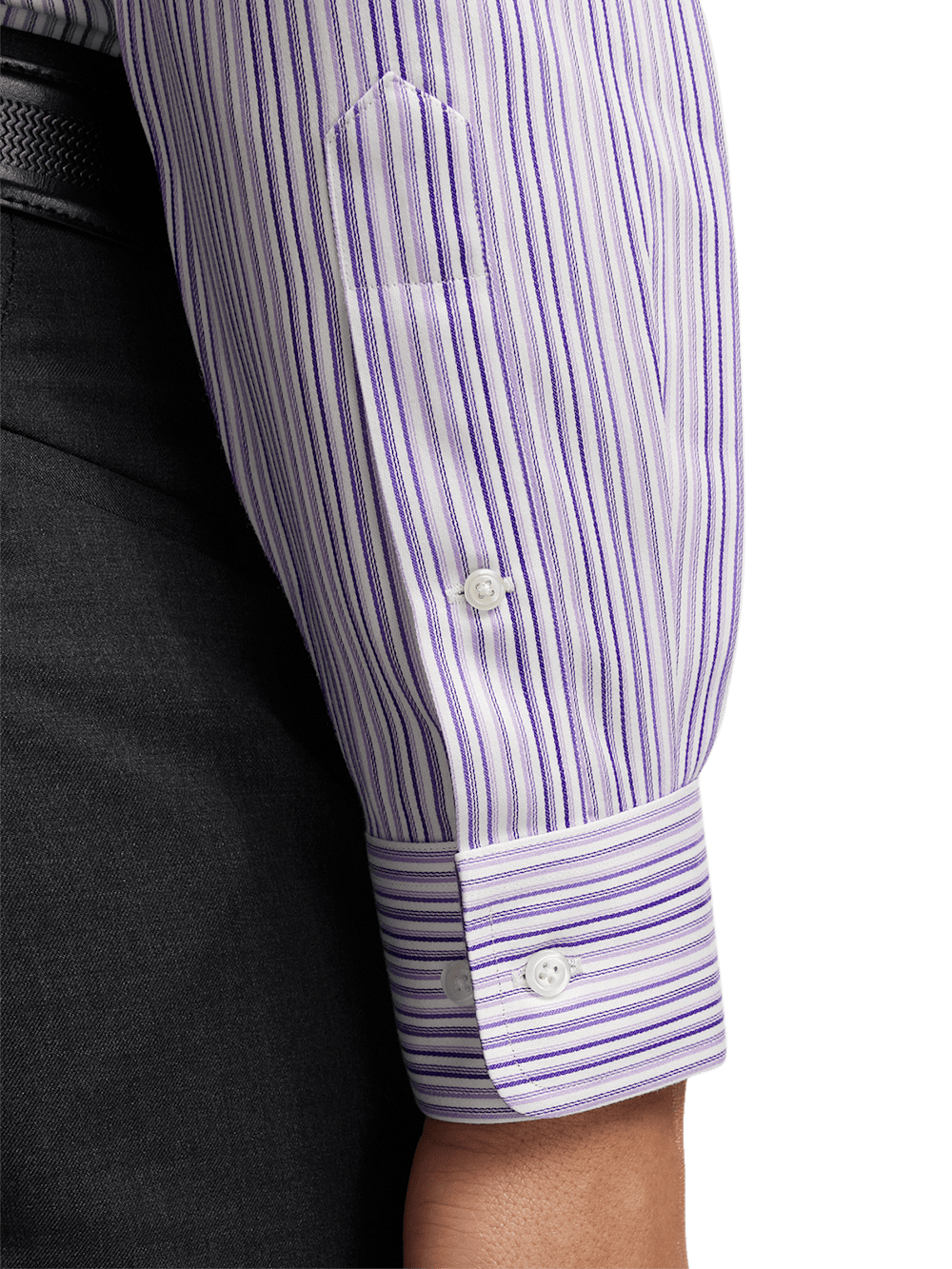 Alternate Image of Non-iron Cotton Stripe Dress Shirt With Contrast Trim-3
