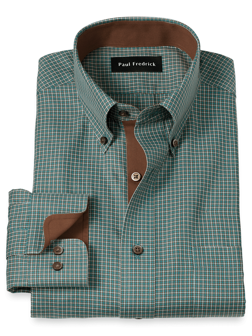Product Image of Non-iron Cotton Check Dress Shirt With Contrast Trim-1