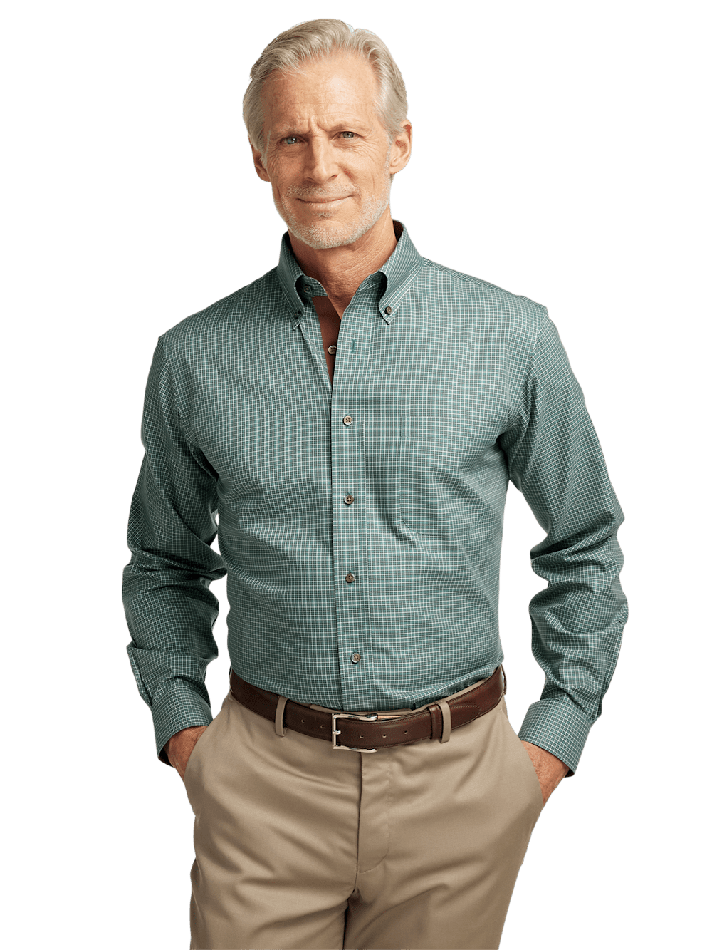 Alternate Image of Non-iron Cotton Check Dress Shirt With Contrast Trim-1