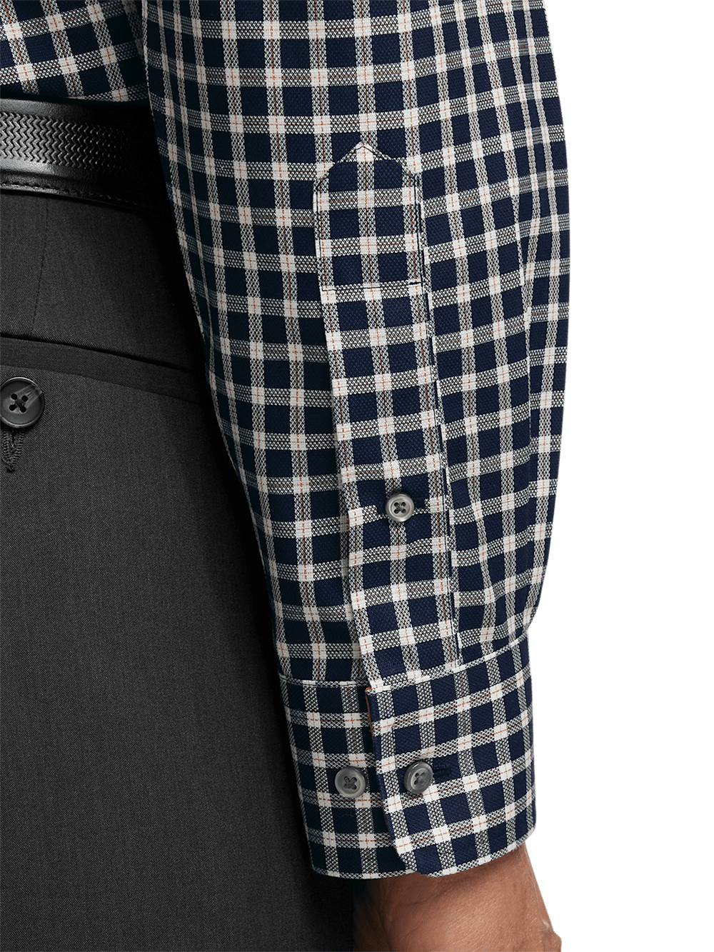Alternate Image of Non-iron Cotton Check Dress Shirt With Contrast Trim-3