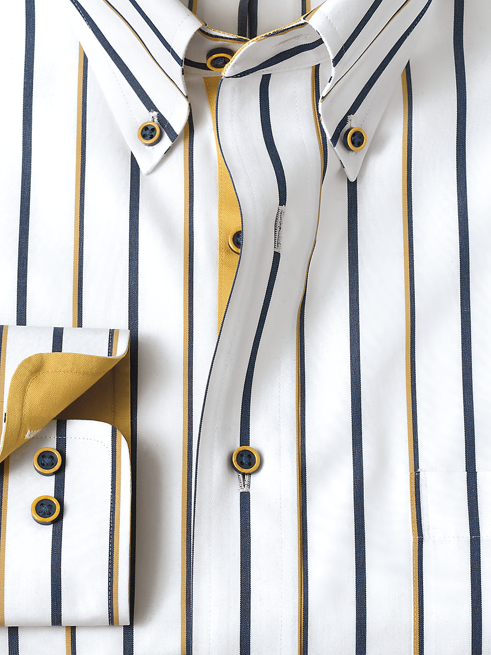Alternate Image of Non-iron Cotton Stripe Dress Shirt With Contrast Trim-1
