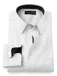 Non-Iron Cotton Micro Print Dress Shirt With Contrast Trim - Black/white