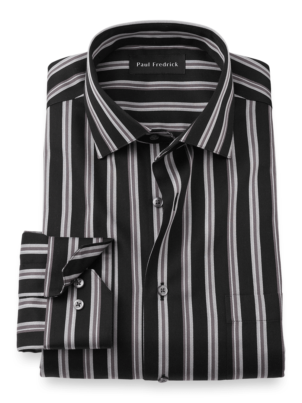Product Image of Non-iron Cotton Stripe Dress Shirt-Black/Grey
