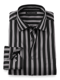Non-Iron Cotton Stripe Dress Shirt - Black/grey
