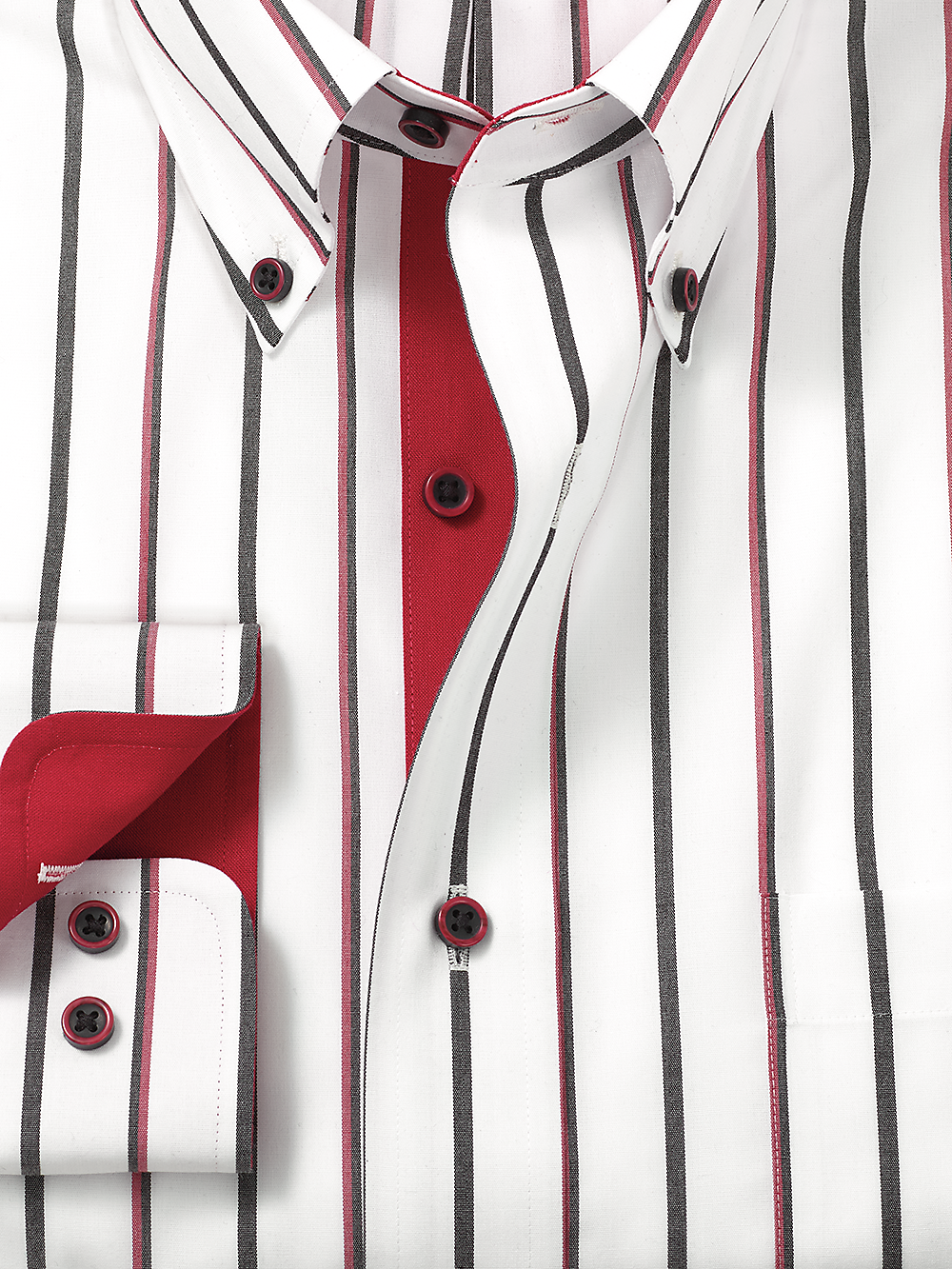 Alternate Image of Non-iron Cotton Stripe Dress Shirt With Contrast Trim-1