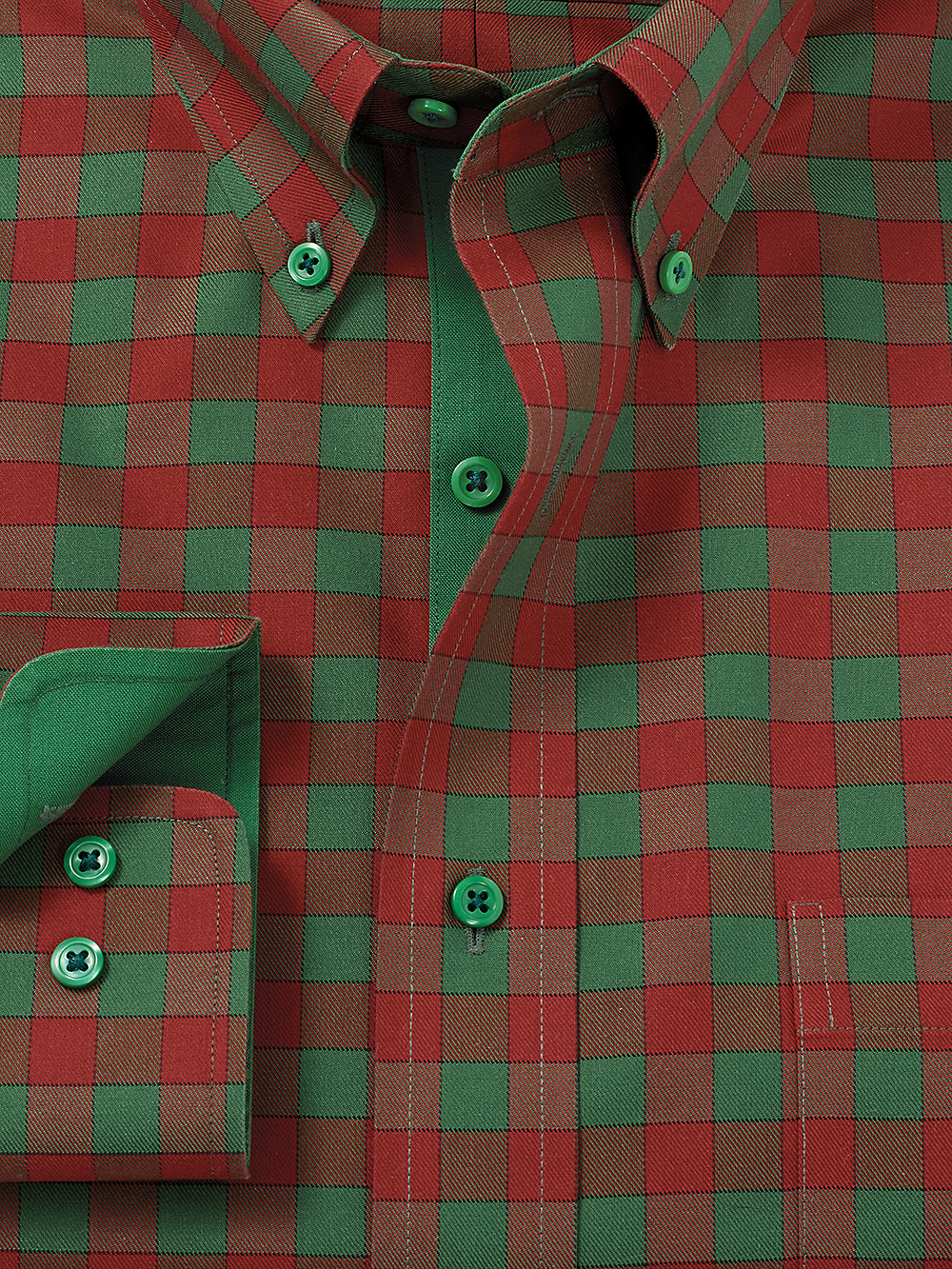 Alternate Image of Non-iron Cotton Gingham Dress Shirt With Contrast Trim-1