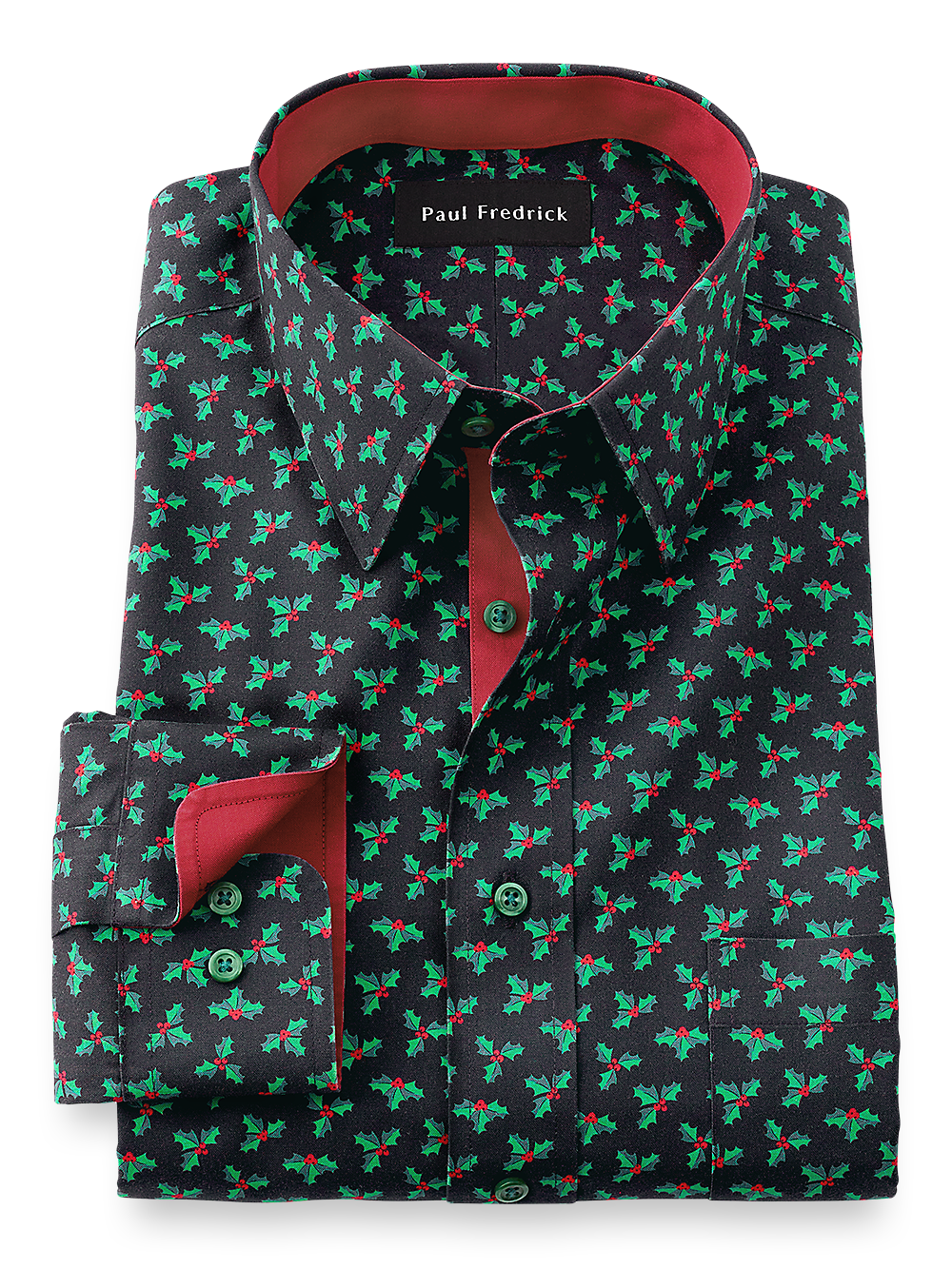 Product Image of Non-iron Cotton Holly Dress Shirt With Contrast Trim-Black