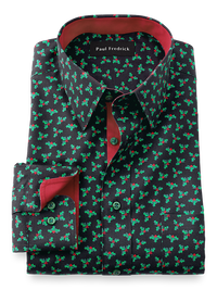 Non-Iron Cotton Holly Dress Shirt With Contrast Trim - Black
