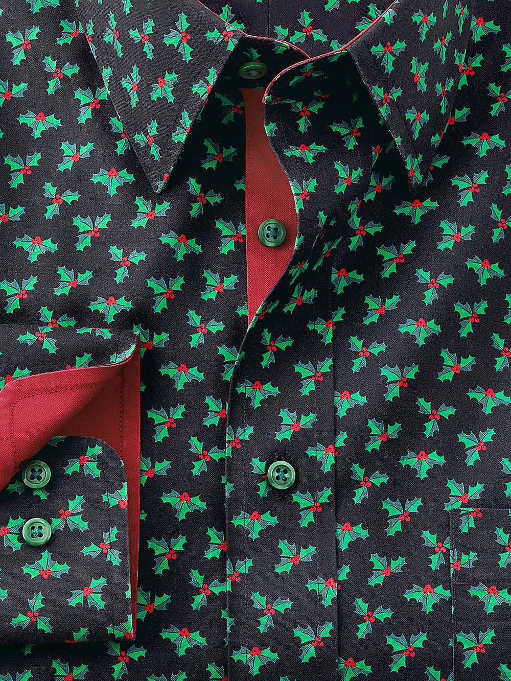 Alternate Image of Non-iron Cotton Holly Dress Shirt With Contrast Trim-1