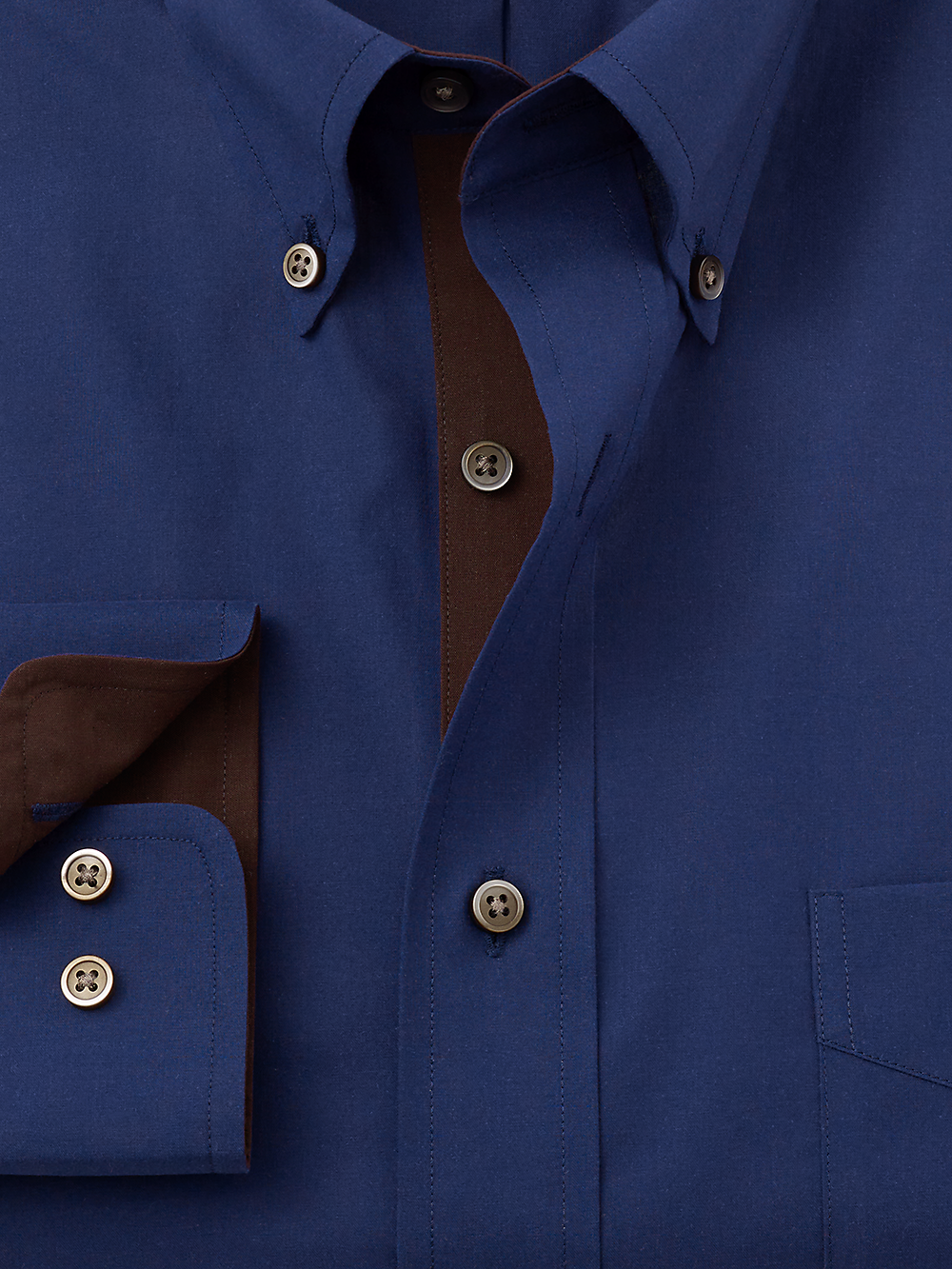 Alternate Image of Non-iron Cotton Solid Dress Shirt With Contrast Trim-1