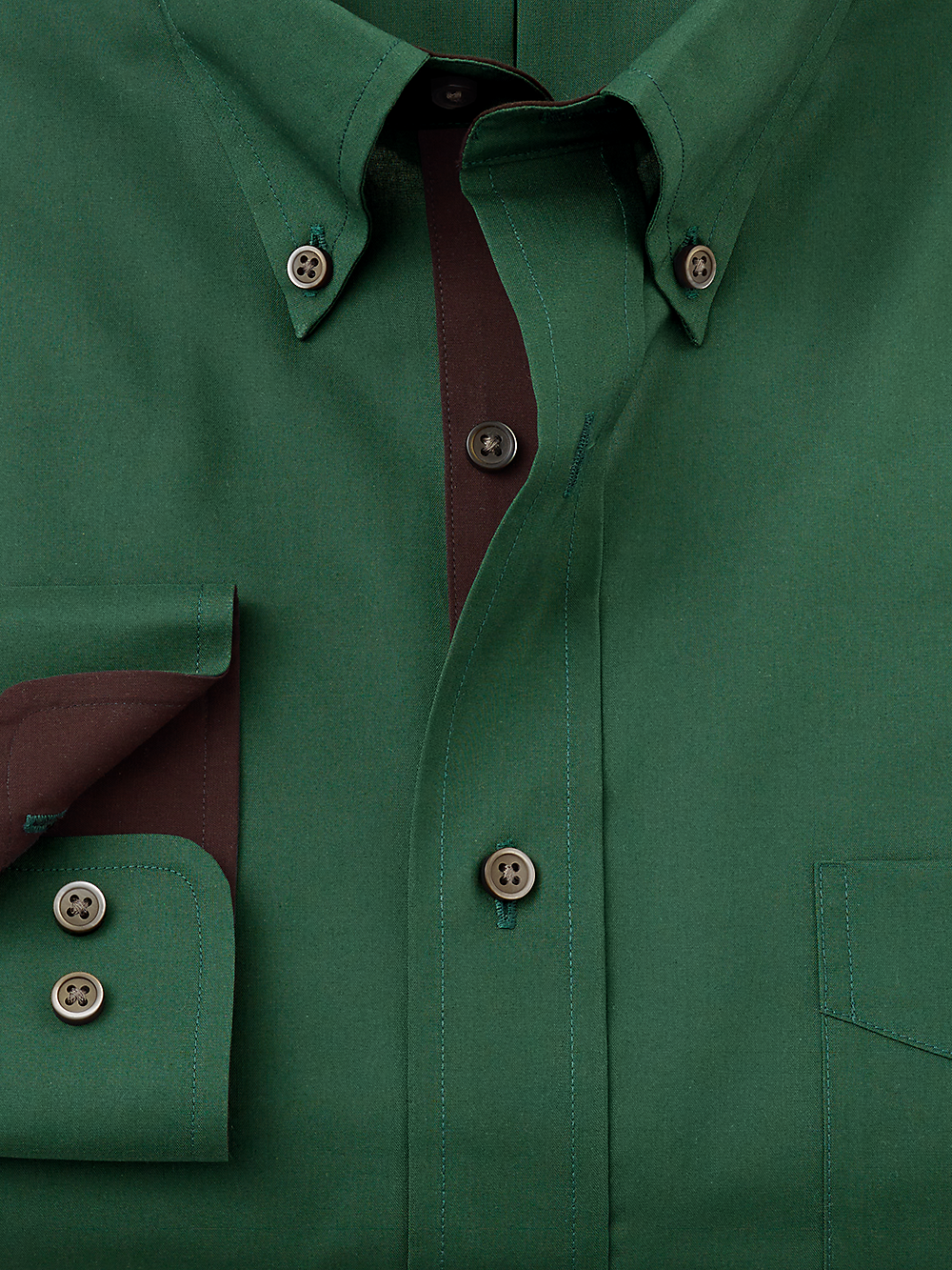 Alternate Image of Non-iron Cotton Solid Dress Shirt With Contrast Trim-1