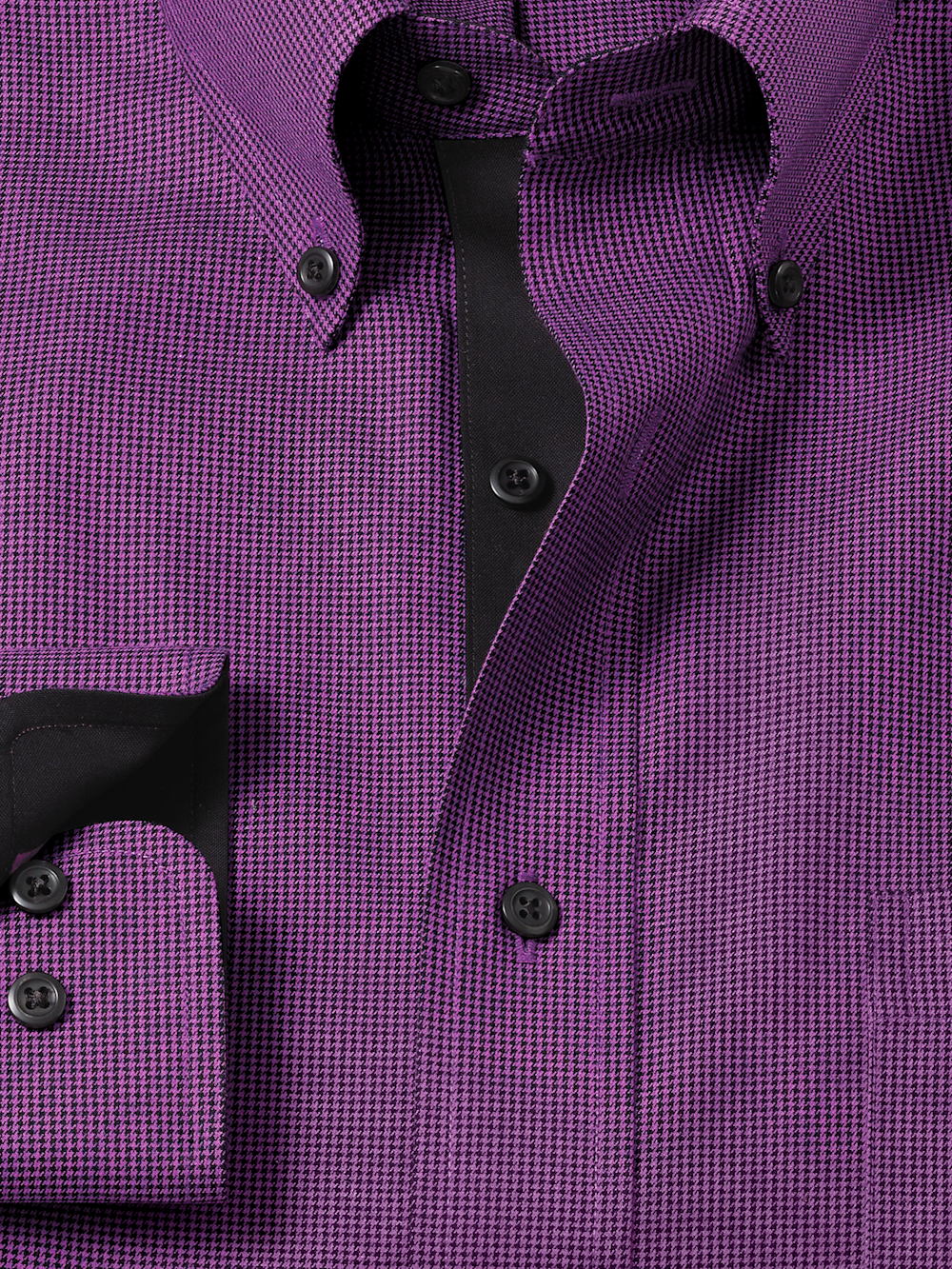 Alternate Image of Non-iron Cotton Houndstooth Dress Shirt With Contrast Trim-5