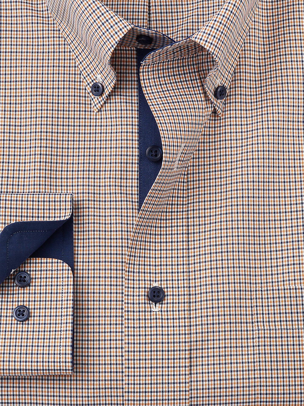 Alternate Image of Non-iron Cotton Check Dress Shirt With Contrast Trim-1