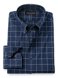 Non-Iron Cotton Windowpane Dress Shirt - Navy