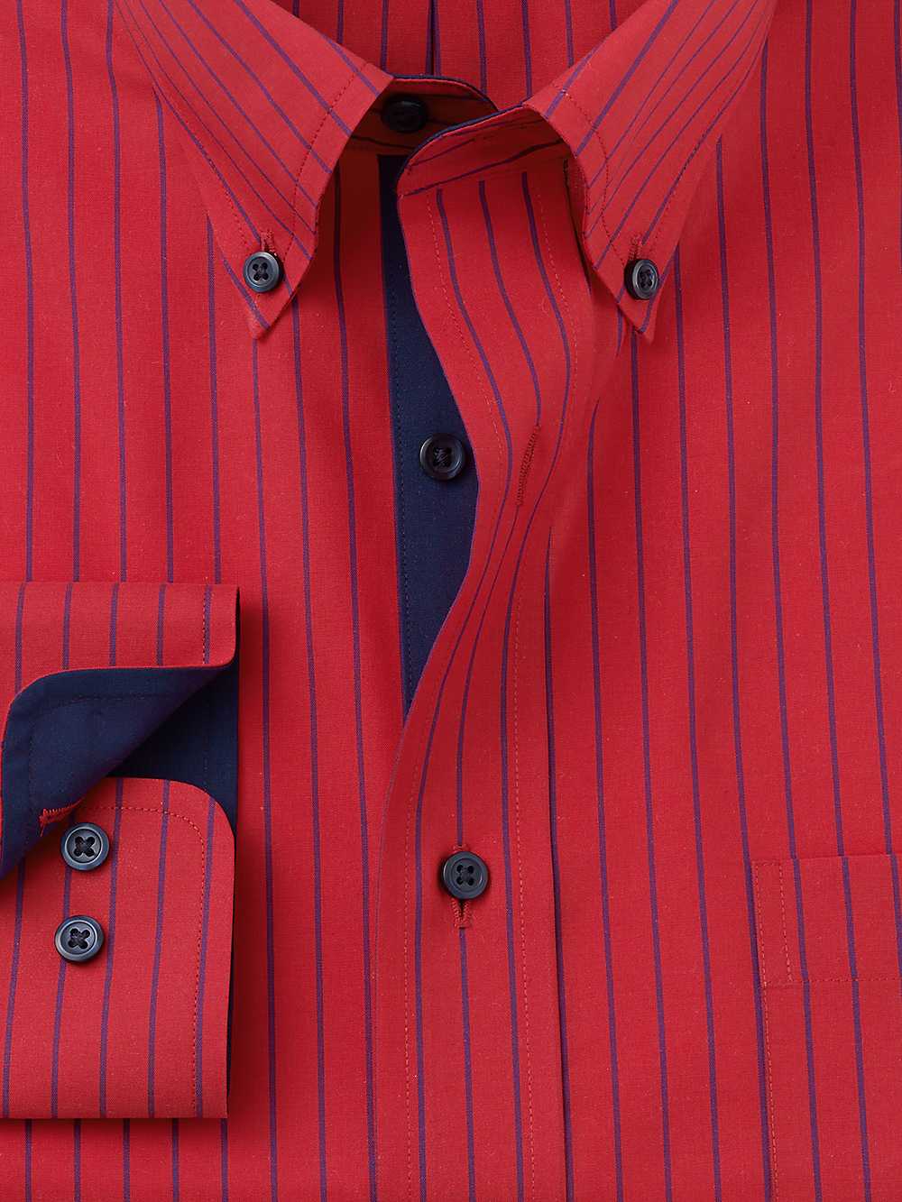Alternate Image of Non-iron Cotton Stripe Dress Shirt With Contrast Trim-1
