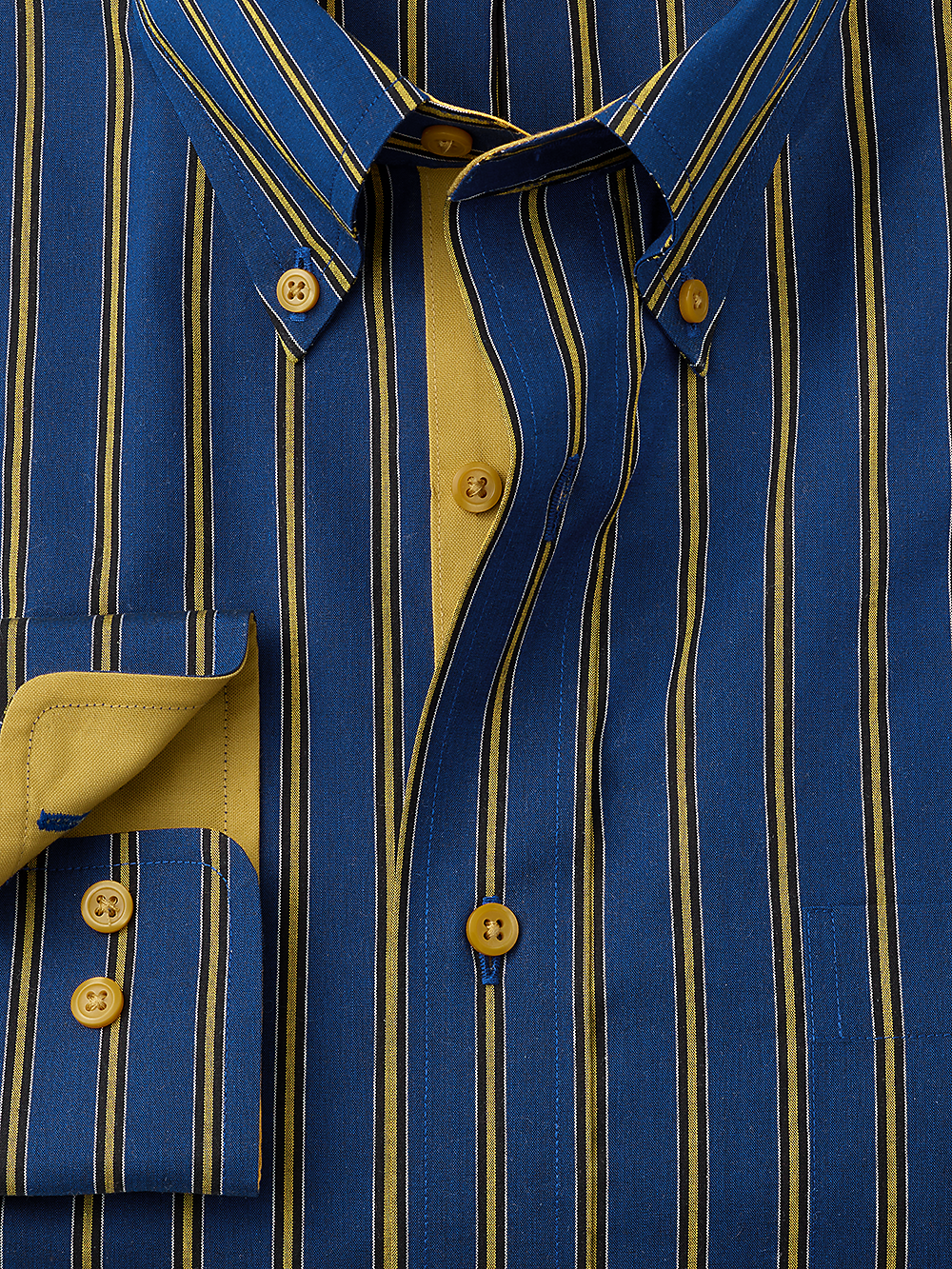 Alternate Image of Non-iron Cotton Stripe Dress Shirt With Contrast Trim-1