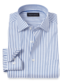 Comfort Stretch Non-Iron Stripe Dress Shirt - Cobalt