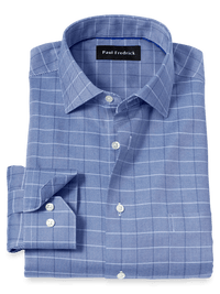 Comfort Stretch Non-Iron Check Dress Shirt - Cobalt