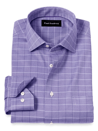 Comfort Stretch Non-Iron Check Dress Shirt - Purple
