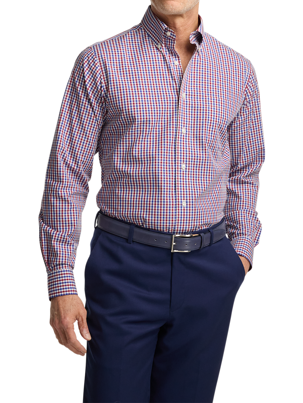 Alternate Image of Non-iron Cotton Gingham Dress Shirt With Contrast Trim-1