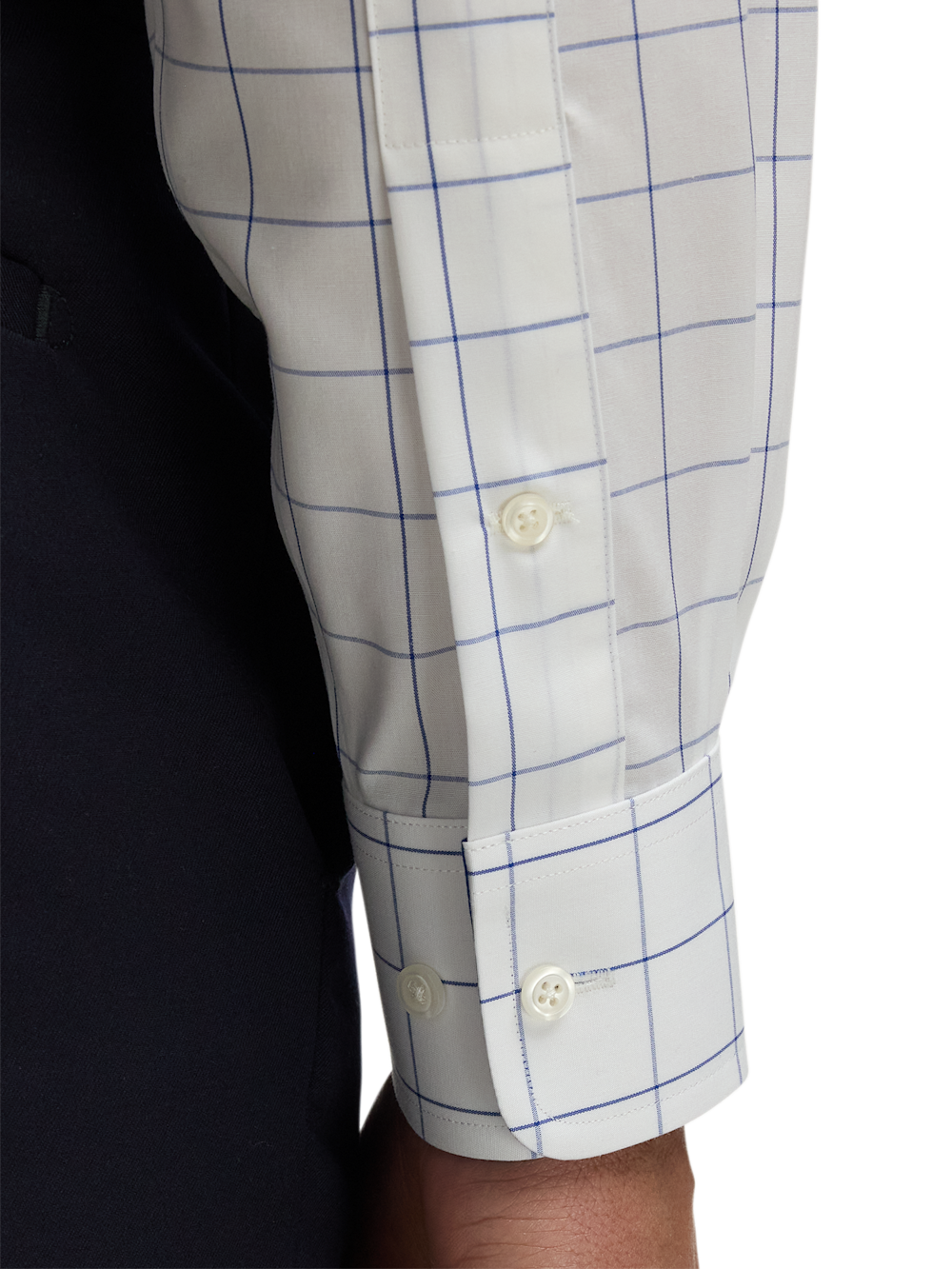 Alternate Image of Non-iron Cotton Windowpane Dress Shirt With Contrast Trim-3