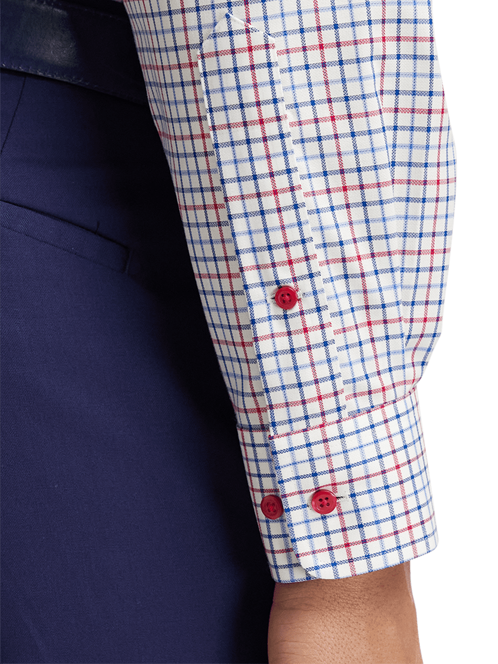 Alternate Image of Non-iron Cotton Tattersall Dress Shirt With Contrast Trim-3