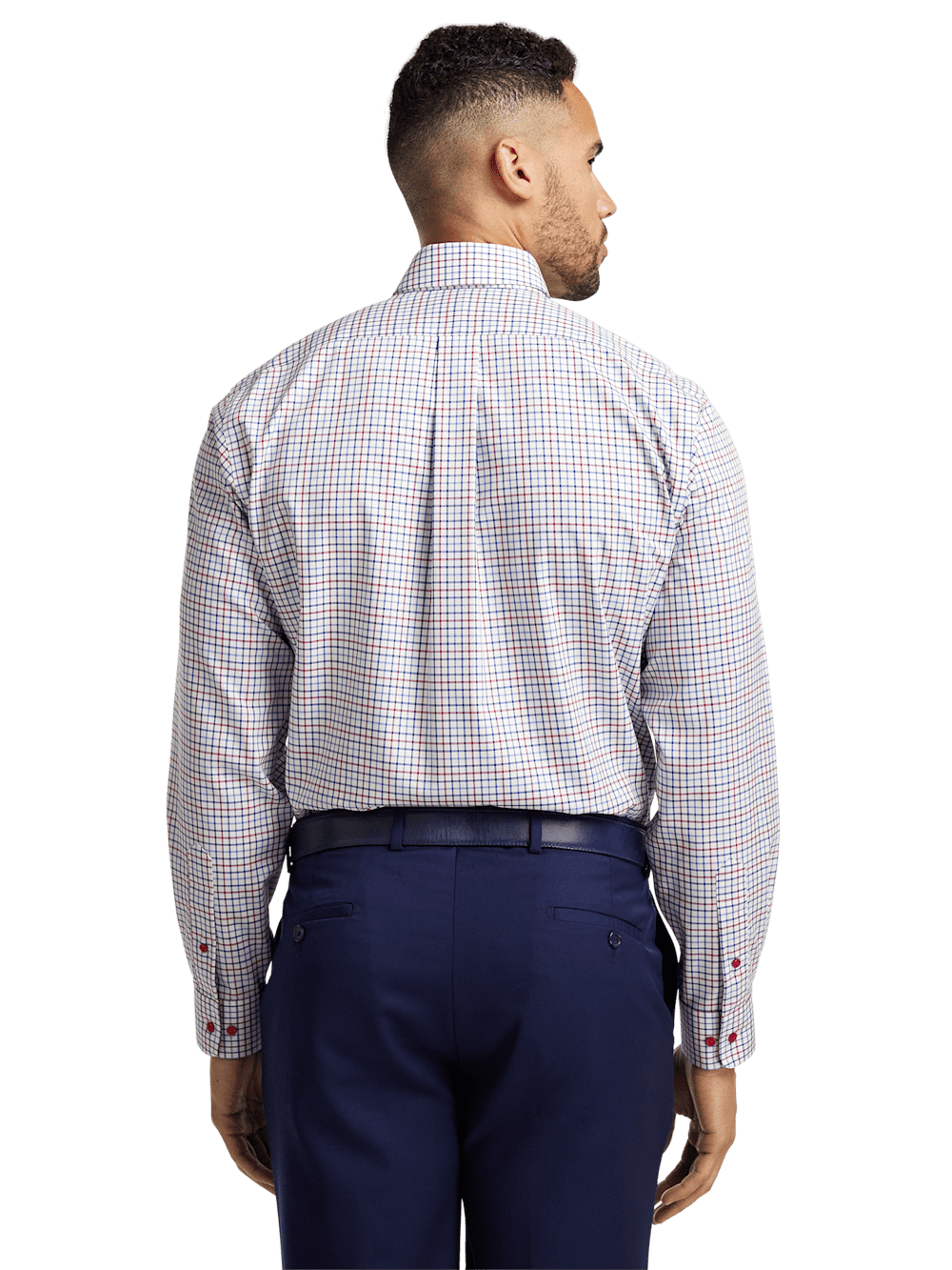 Alternate Image of Non-iron Cotton Tattersall Dress Shirt With Contrast Trim-4