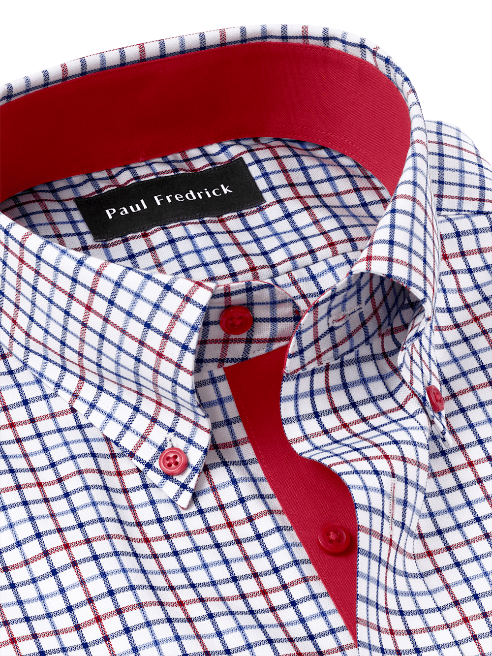 Alternate Image of Non-iron Cotton Tattersall Dress Shirt With Contrast Trim-6