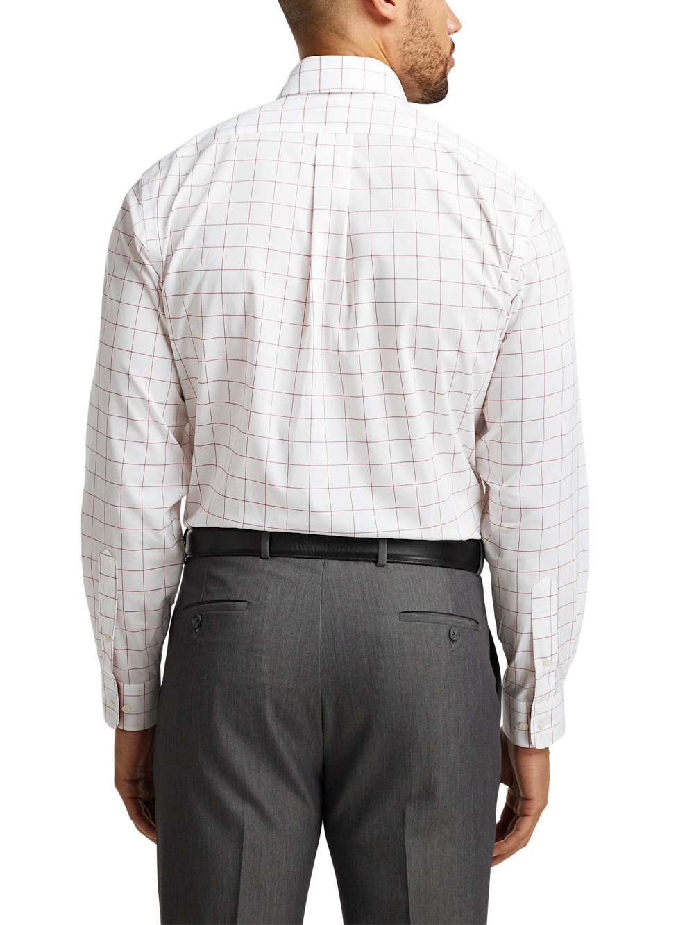 Alternate Image of Non-iron Cotton Windowpane Dress Shirt With Contrast Trim-4
