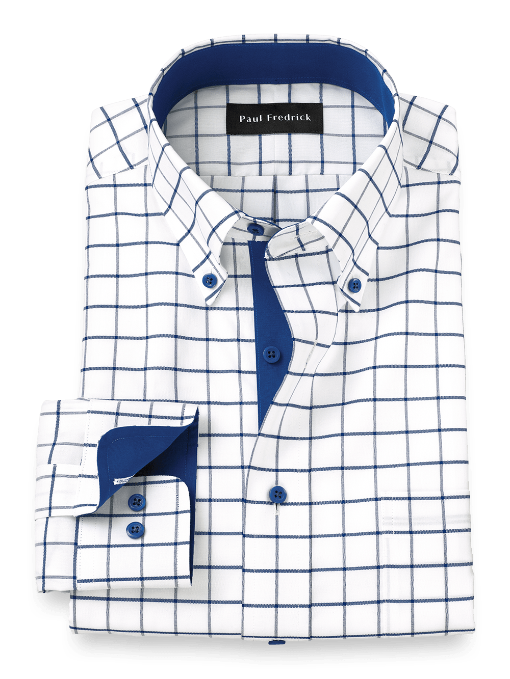 Product Image of Comfort Stretch Non-iron Check Dress Shirt With Contrast Trim-Cobalt
