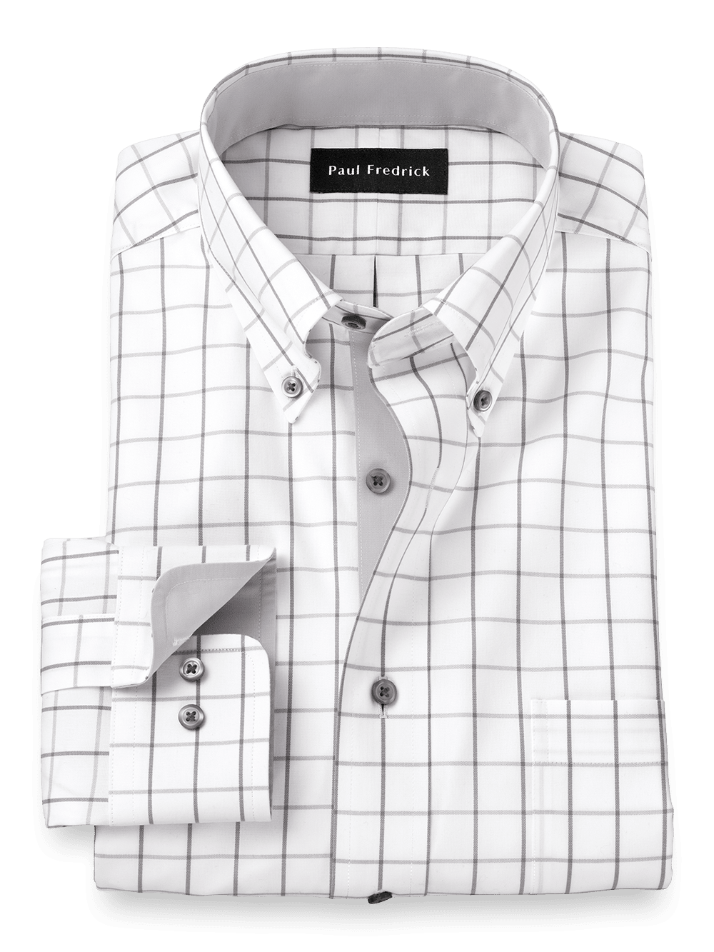 Product Image of Comfort Stretch Non-iron Check Dress Shirt With Contrast Trim-Grey