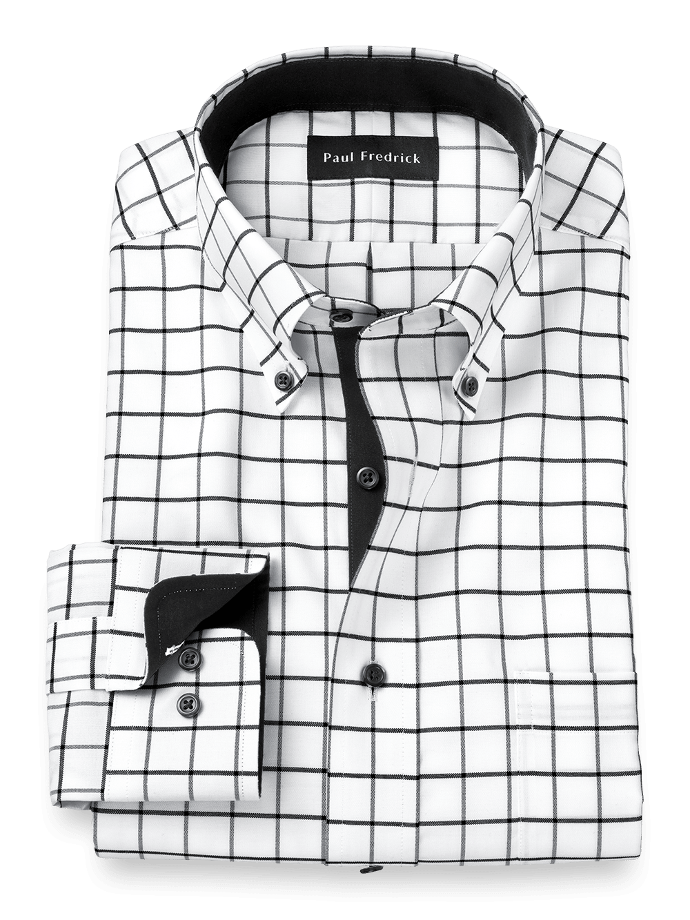 Product Image of Comfort Stretch Non-iron Check Dress Shirt With Contrast Trim-Black