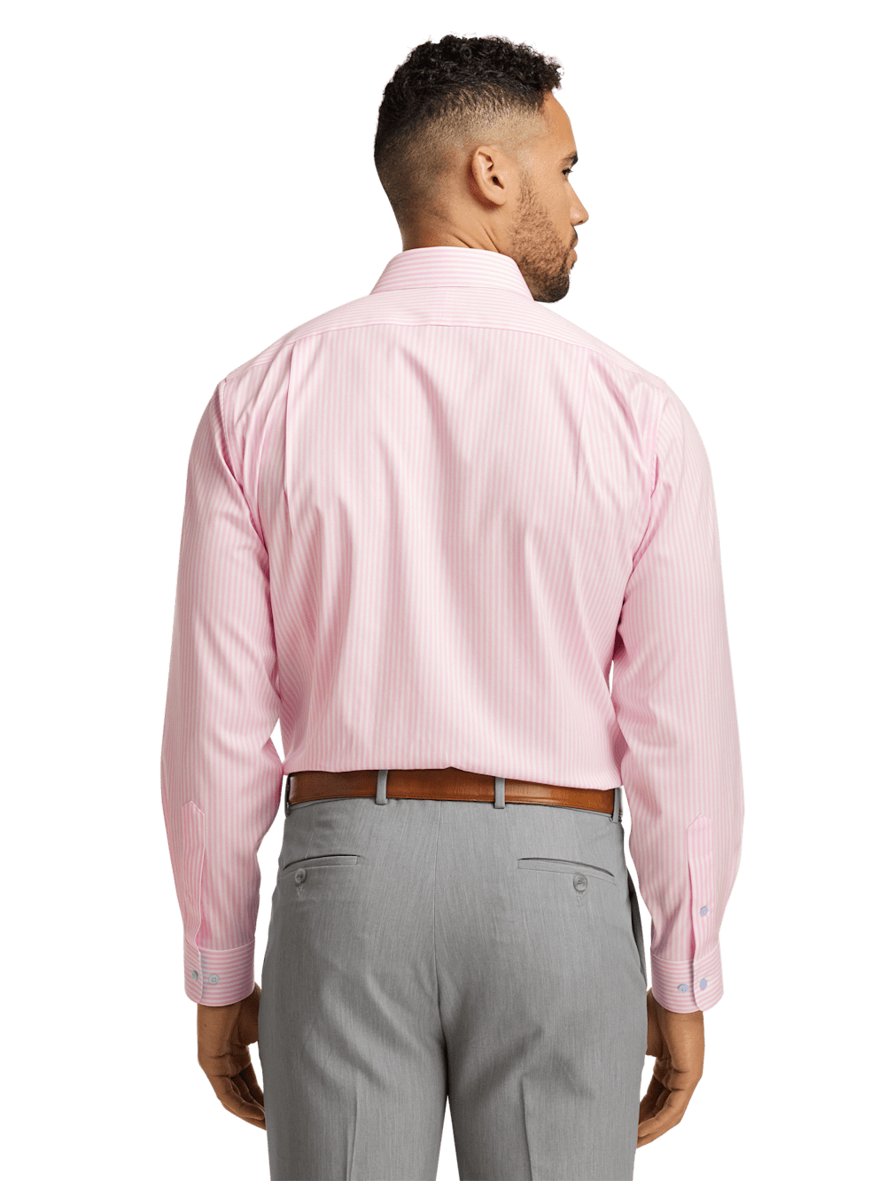 Alternate Image of Comfort Stretch Non-iron Stripe Dress Shirt With Contrast Trim-4