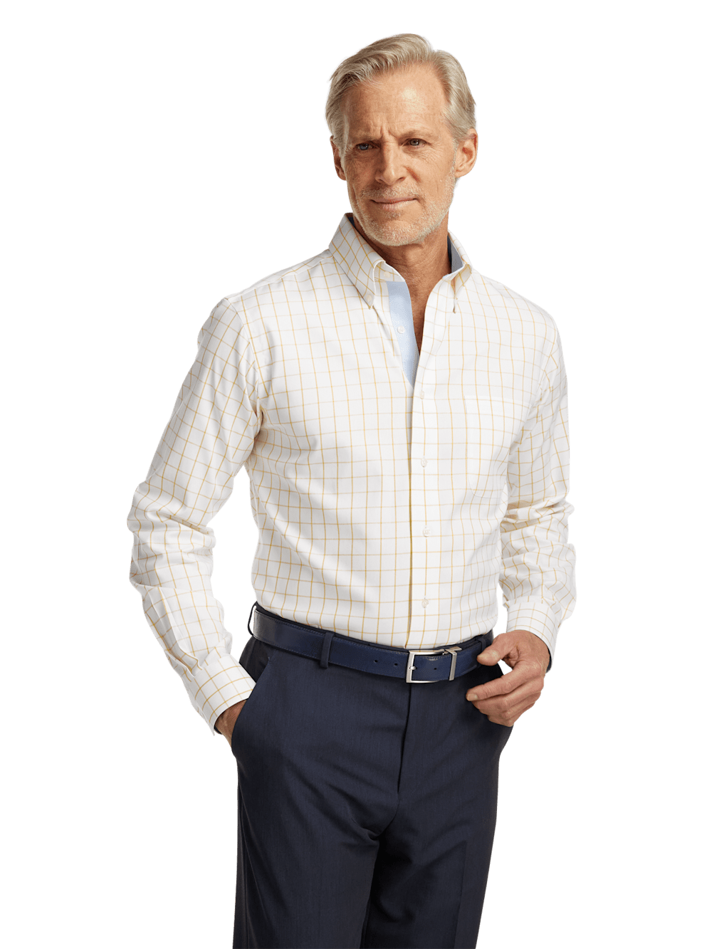 Alternate Image of Comfort Stretch Non-iron Check Dress Shirt With Contrast Trim-1
